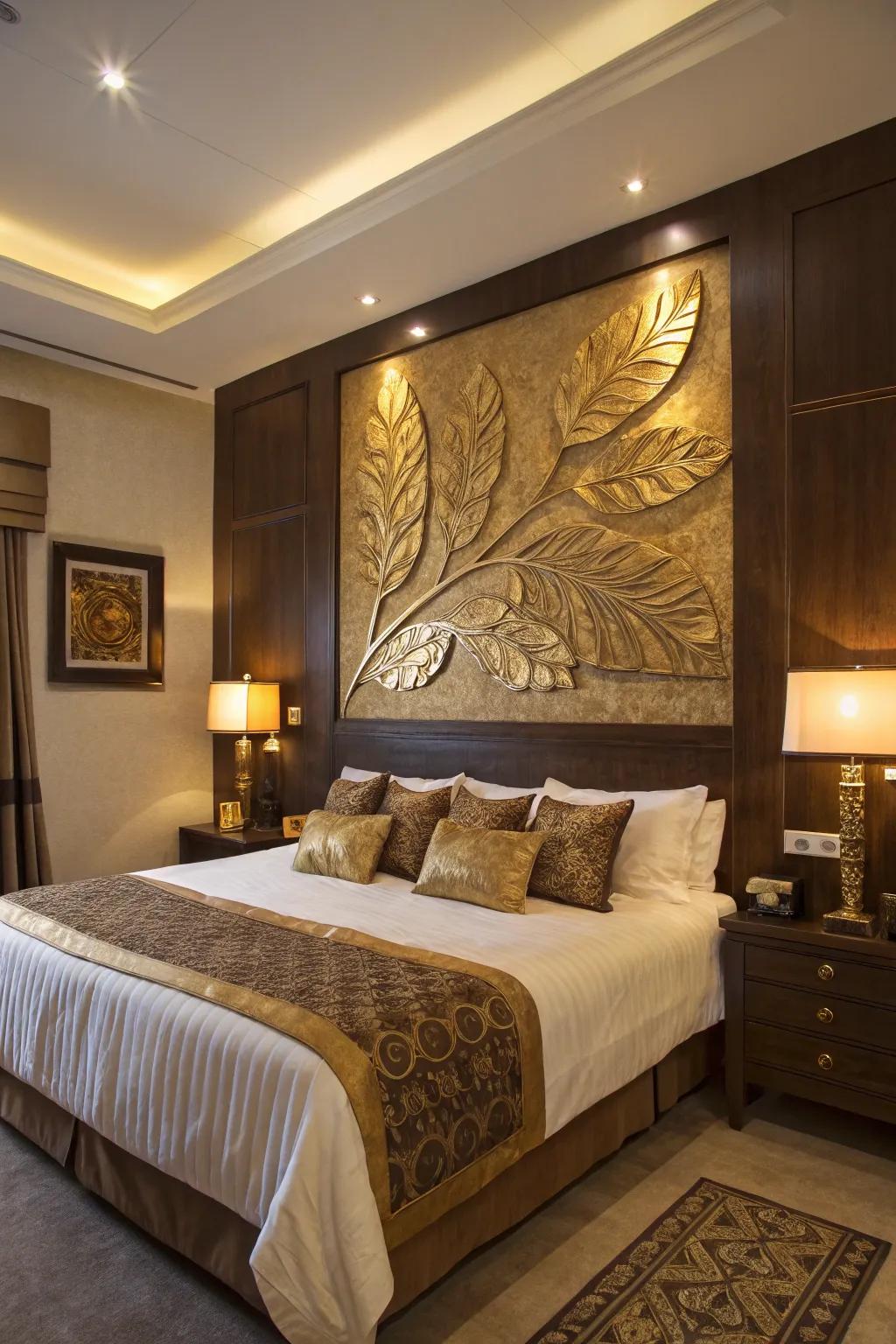 Gilded art turns into an eye-catching focus inside the room.