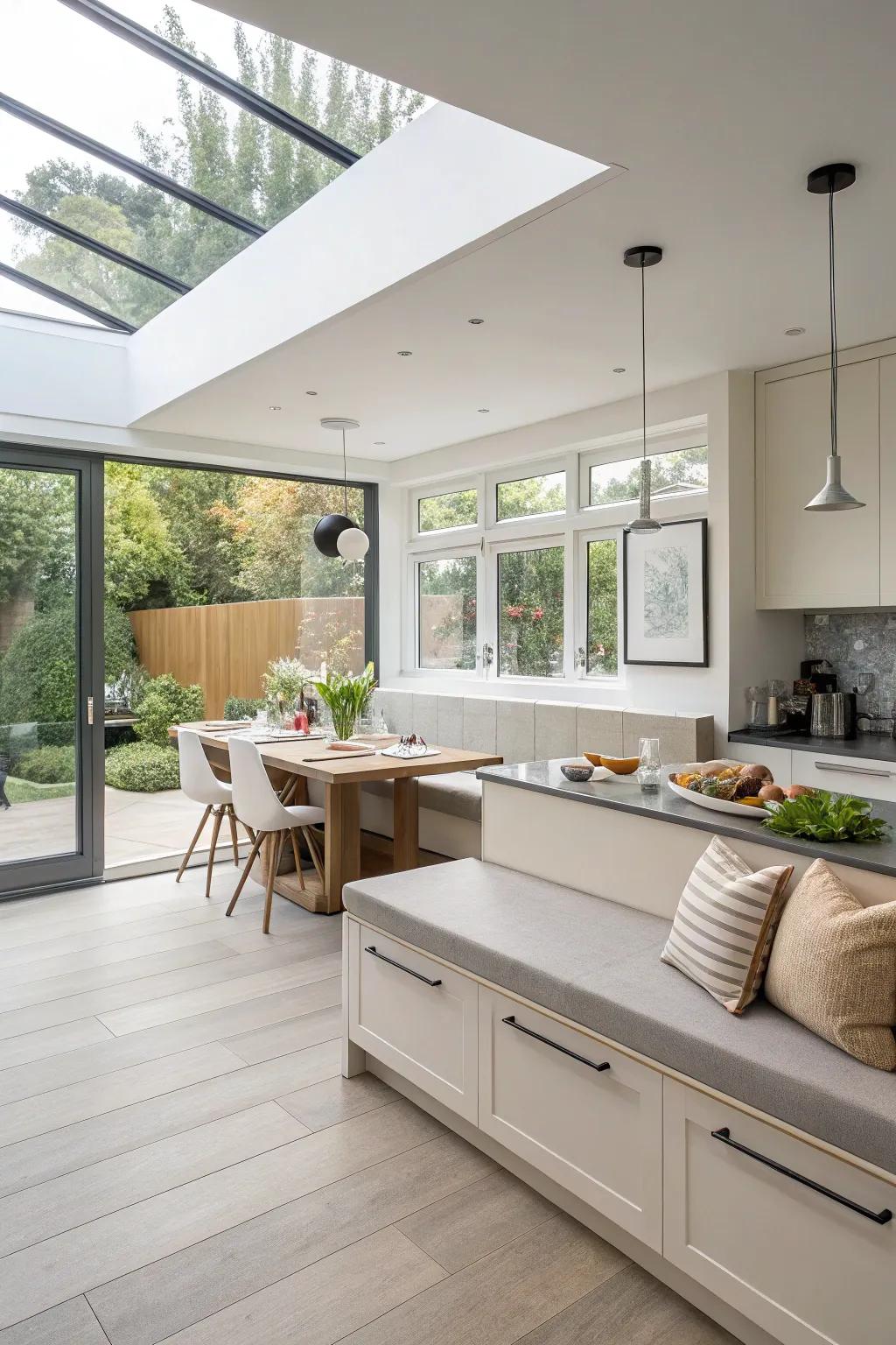 An elevated banquette design that enhances the sense of space.