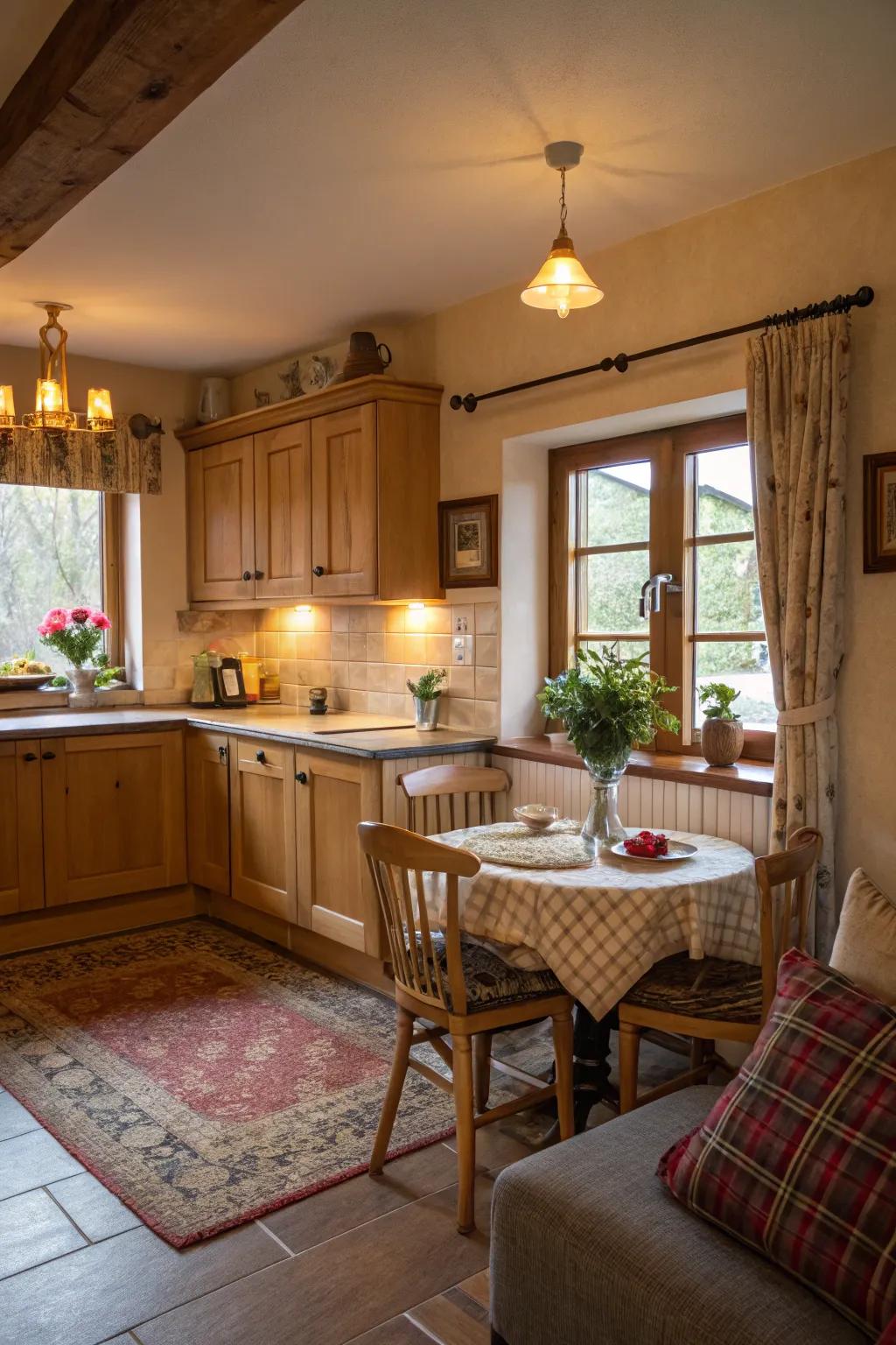 A cozy bungalow kitchen that invites warmth and togetherness.