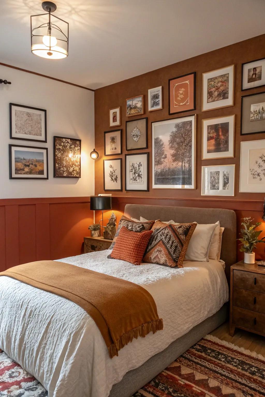 Diverse wall decor injects personality and harmonizes the room&rsquo;s design.