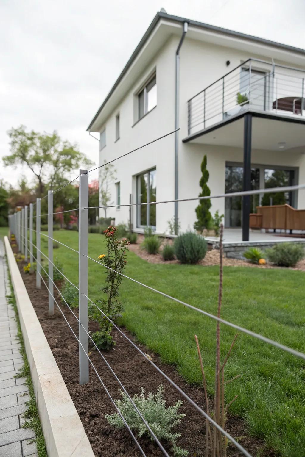 Streamlined wire fence with a modern design