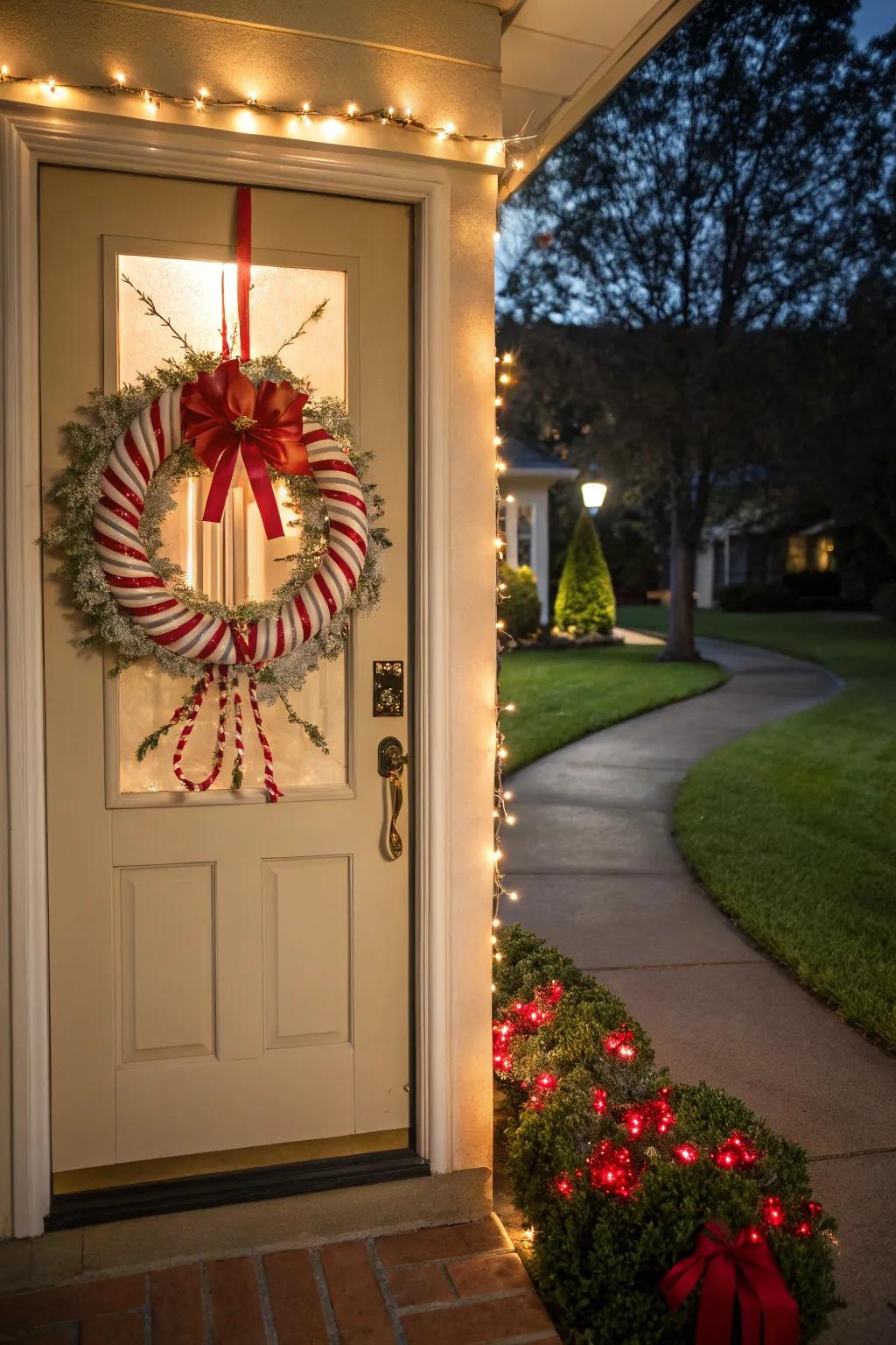 Welcome guests with a peppermint garland.