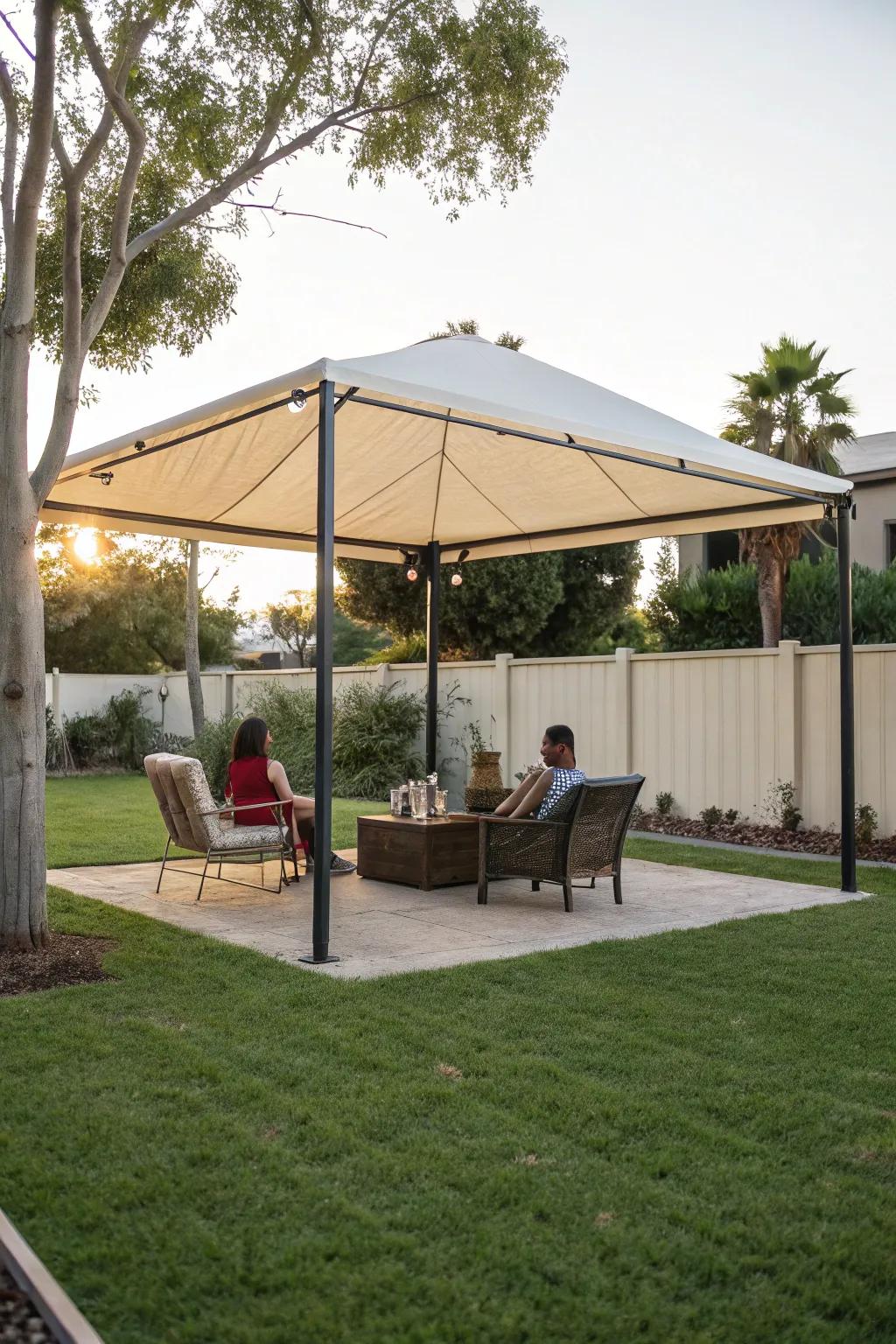 Self-supporting setups offer flexibility in patio design.