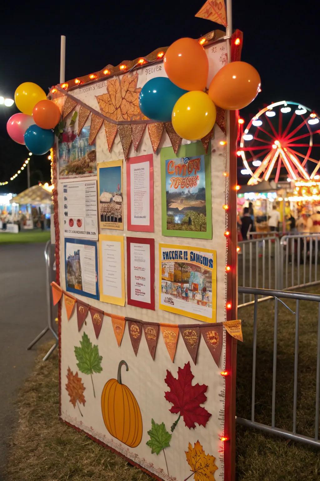 Holiday motifs blend seamlessly with the celebration theme for a dynamic display.