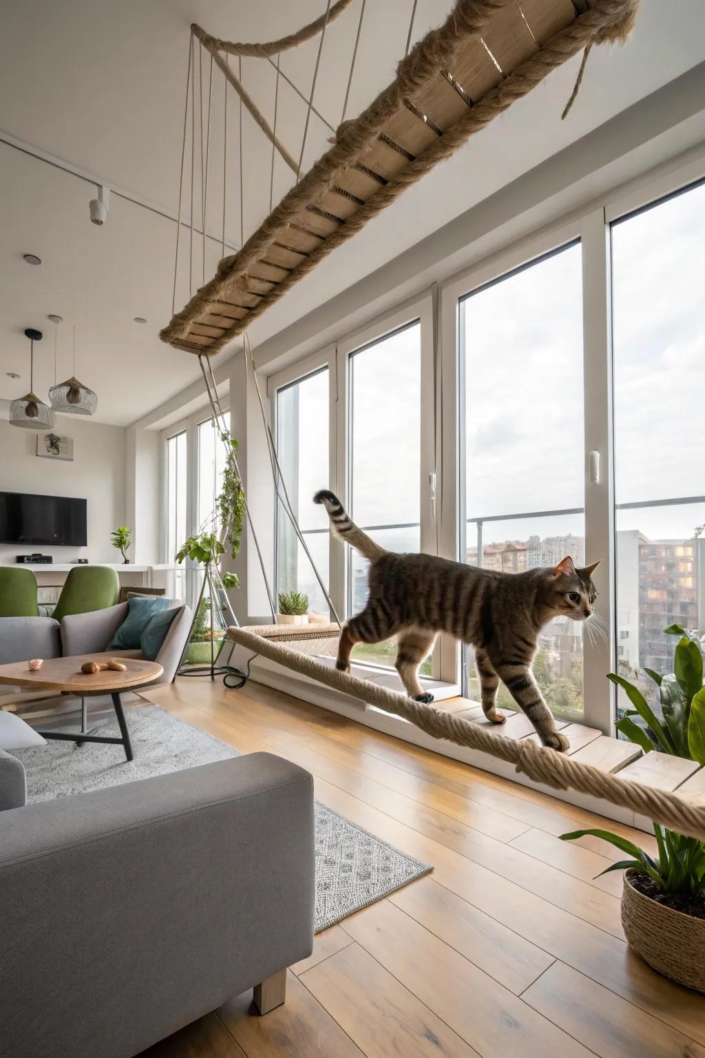 High-rise adventure with elevated walkways.