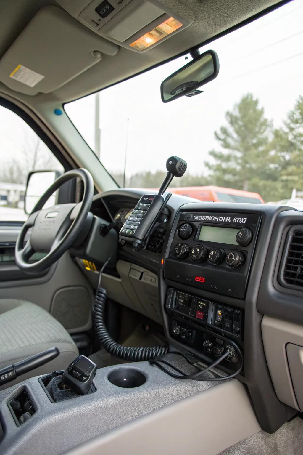 Safety and functionality go hand-in-hand with this CB radio setup.