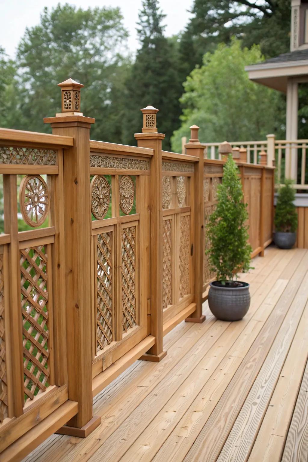 Achieve privacy with elegant wood screens.