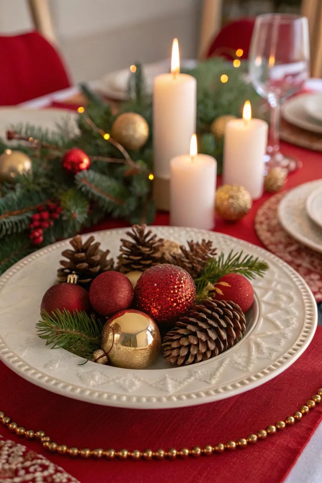 Celebrate the season using a festive seasonal centerpiece.