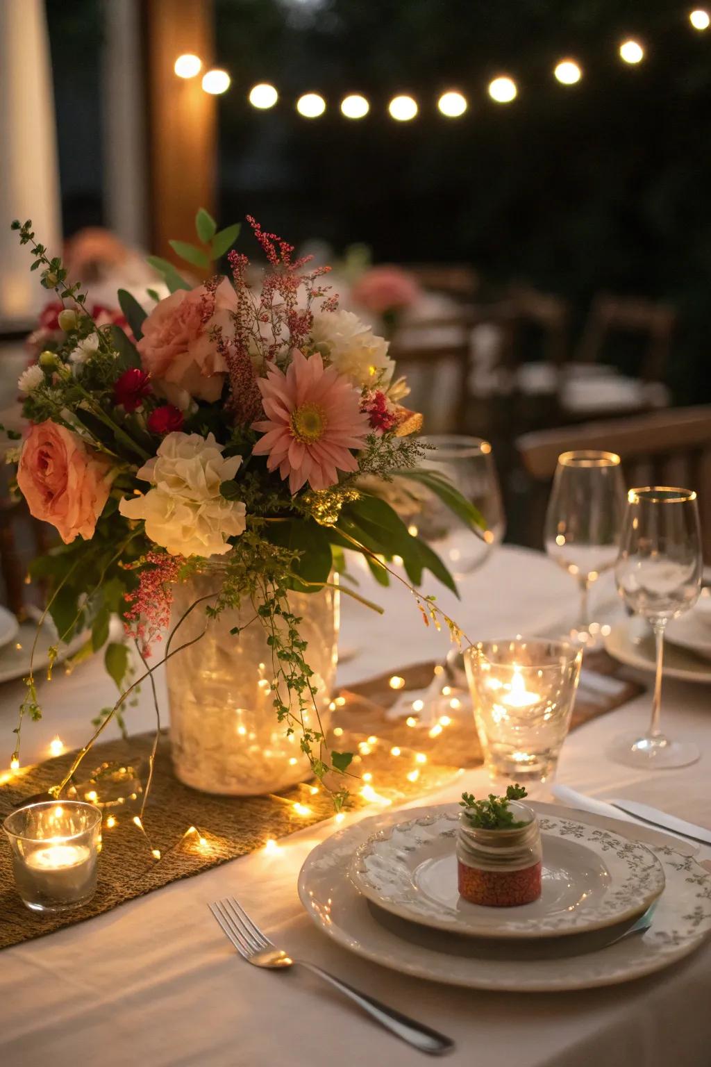 Twinkling lights cast a magical glow.