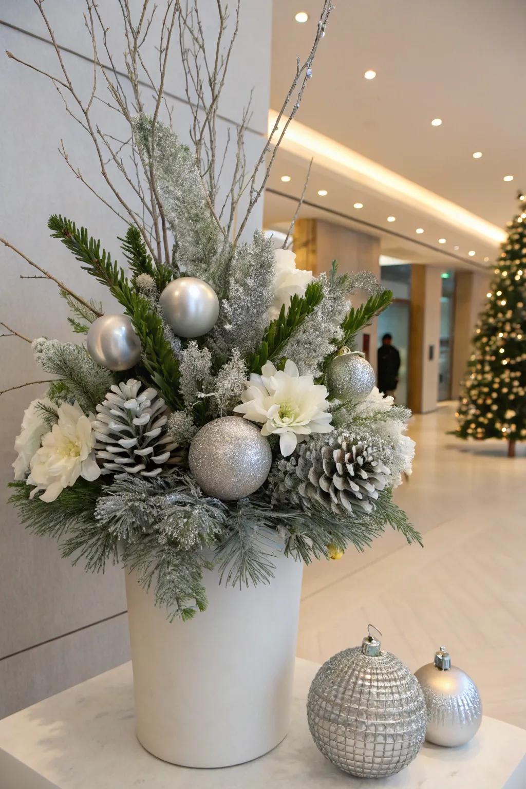 'Iced limbs' and 'silvery spheres' create a winter wonderland.