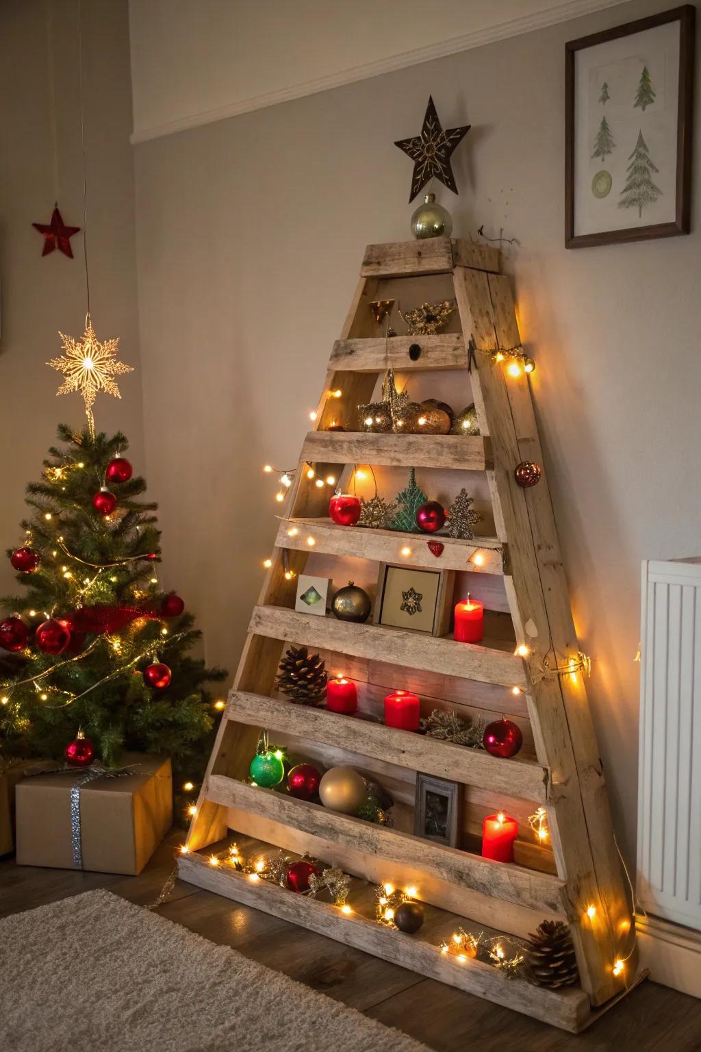 Unite function and decoration with a shelving tree.