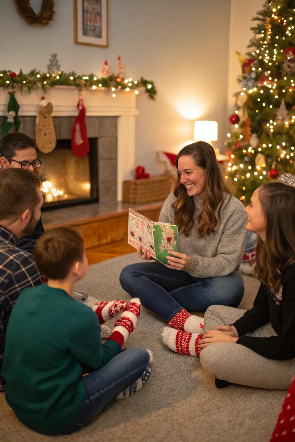 A narrative game adds a playful twist to your sock exchange.