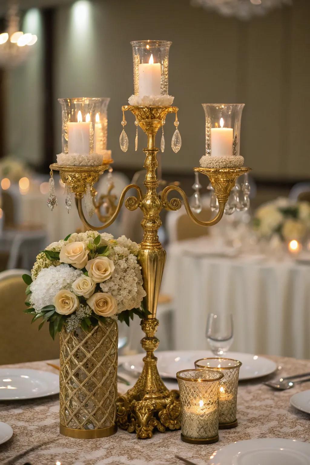Gilded features introduce a hint of luxury to the holiday table.