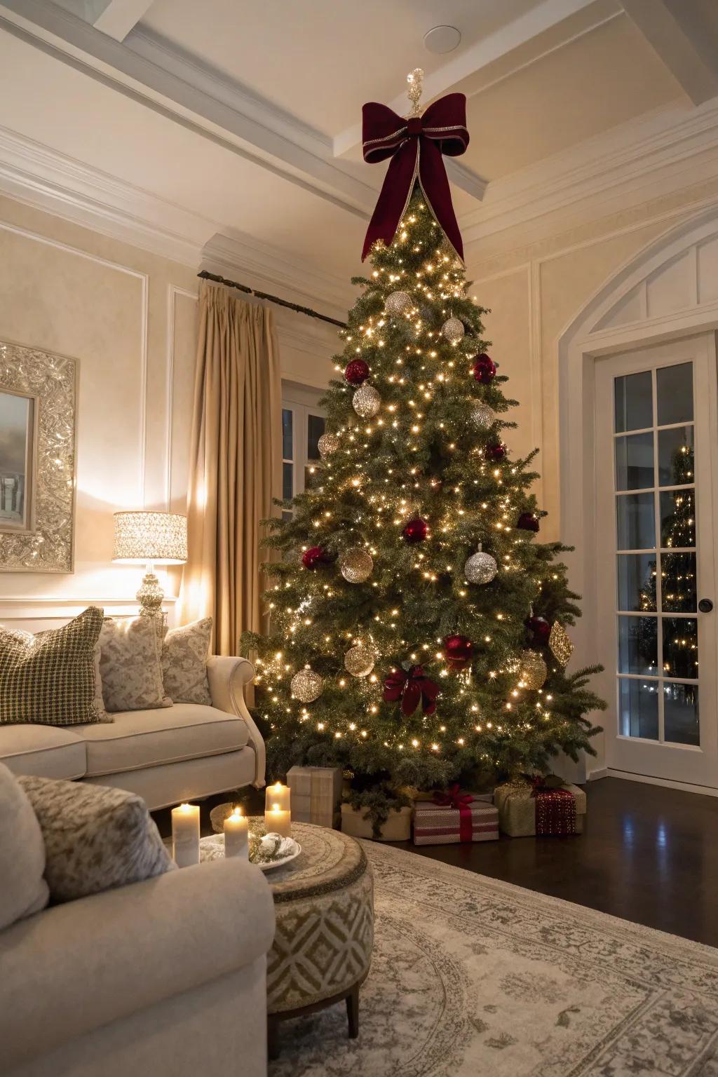 A satin strip loop adds sophistication and opulence.