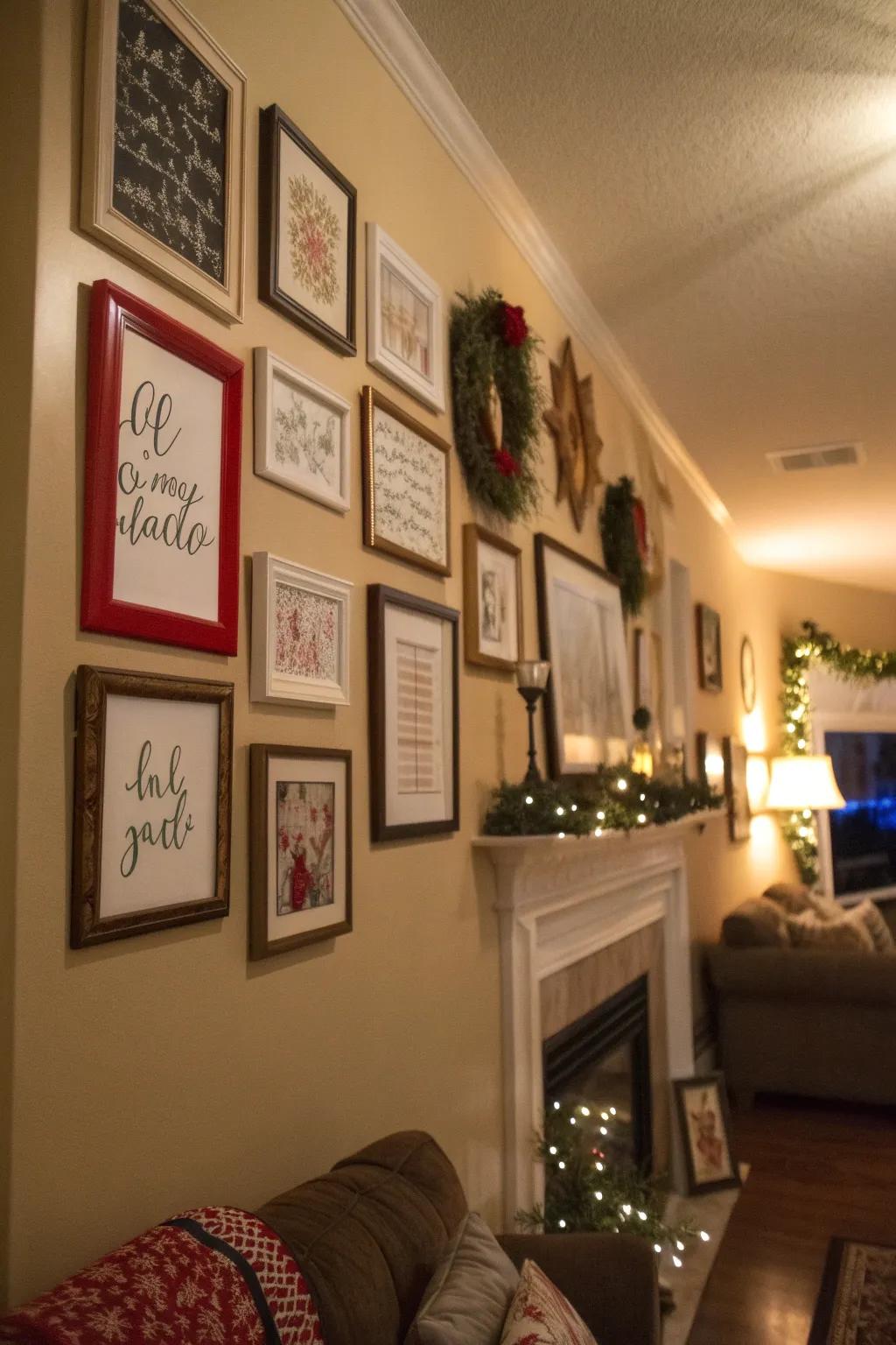 Framed holiday citations incorporate a personalized highlight to the ornamentation.