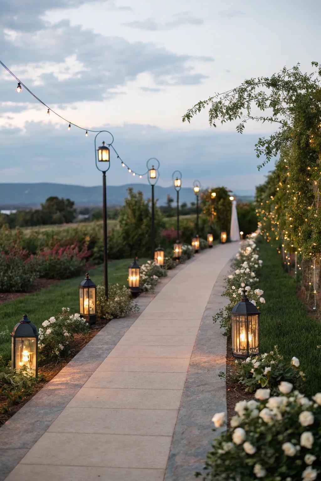 Elegant path lighting with marker lights.