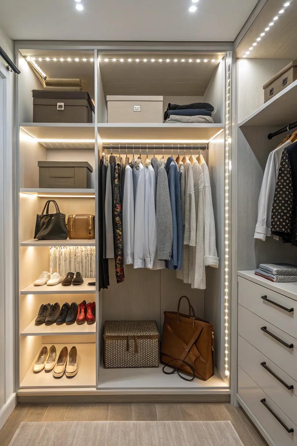 Make your closet brighter with effective lighting solutions.