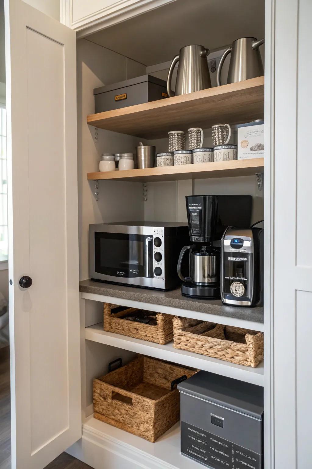 Integrating appliances creates a streamlined kitchen area.
