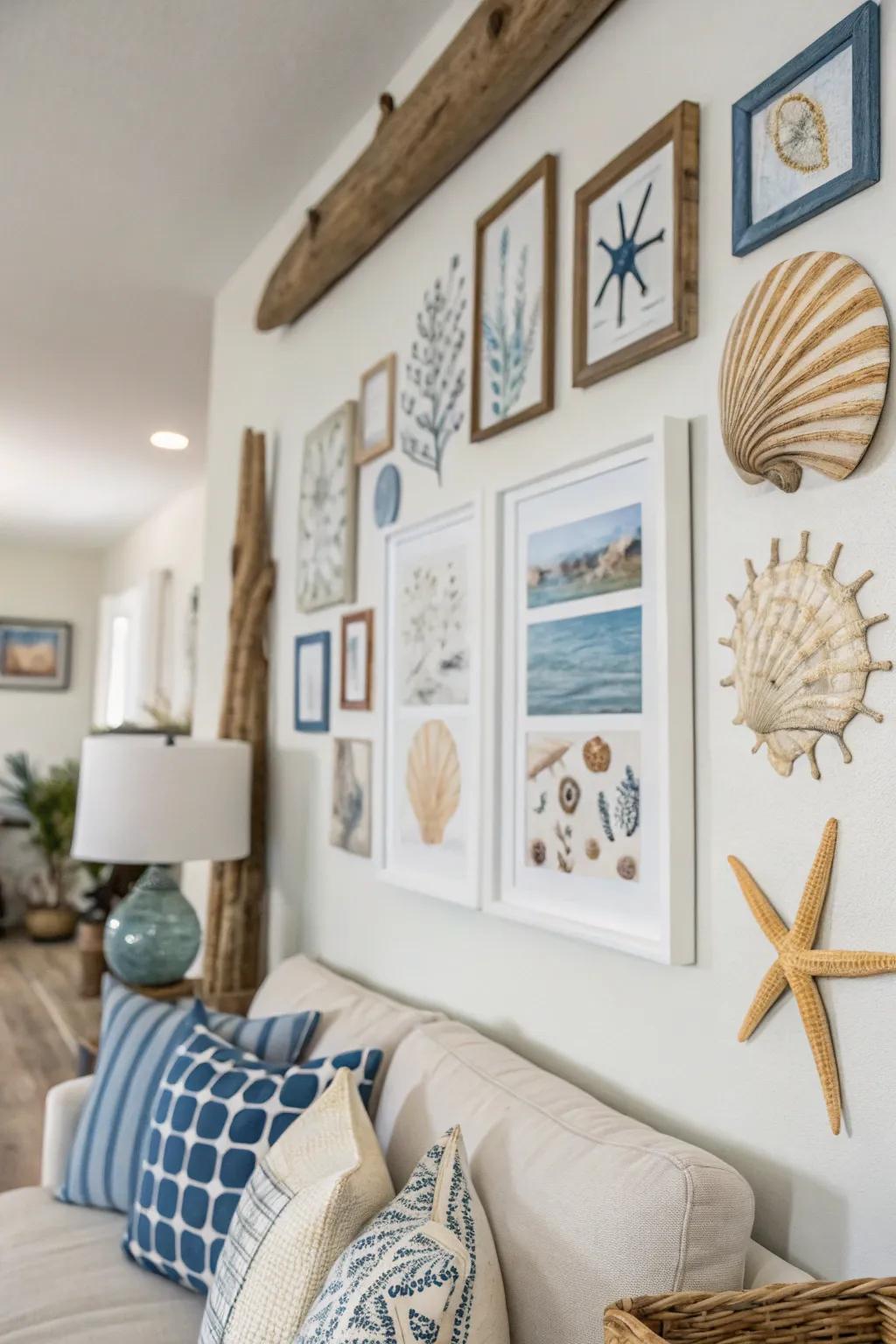 A gallery wall brings the coast indoors.