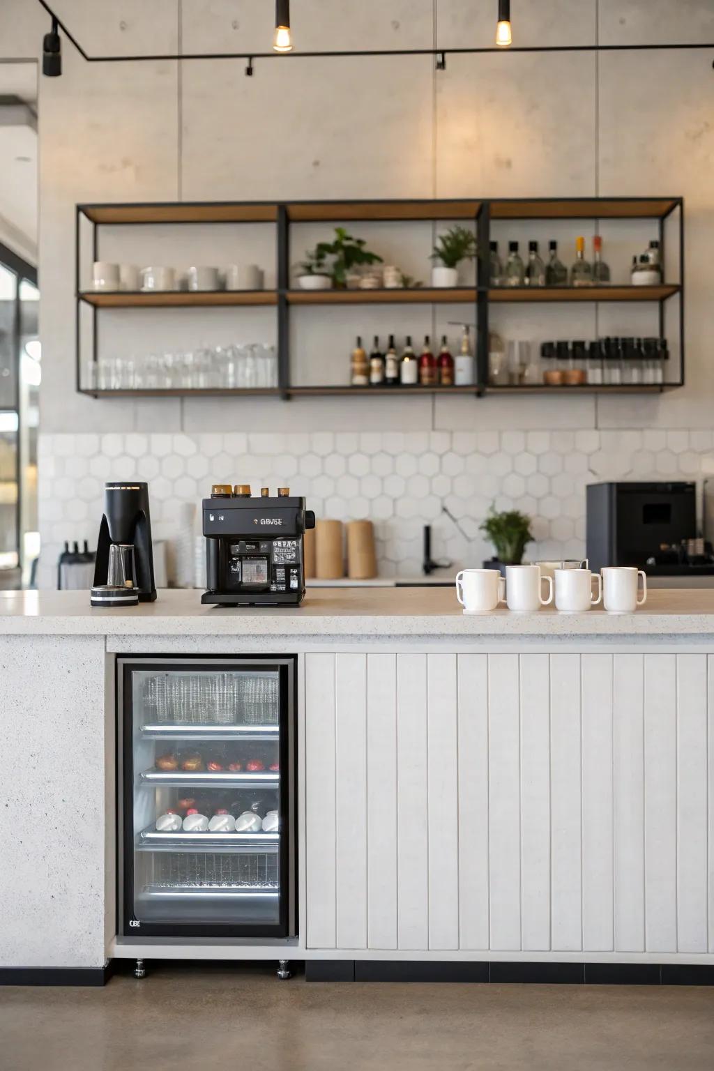 A minimalist coffee bar that emphasizes elegance.