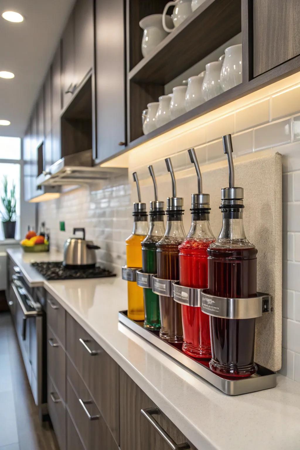 Wall-mounted holders save space and reduce clutter.