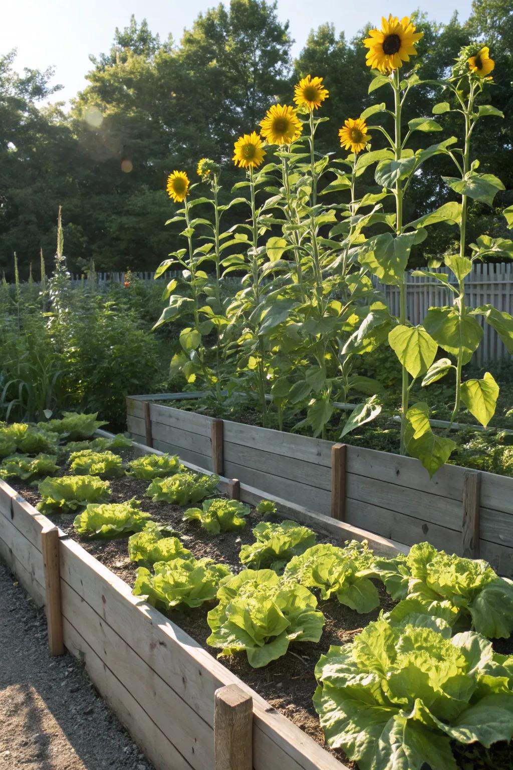 Blooms provide natural shade, benefiting delicate sprout leaves.