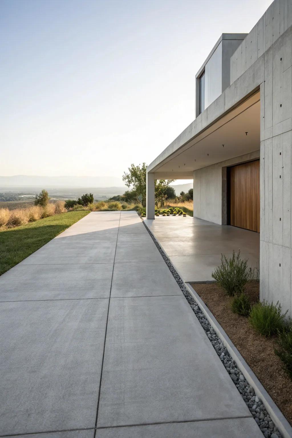 A simple driveway that focuses on simplicity and space.