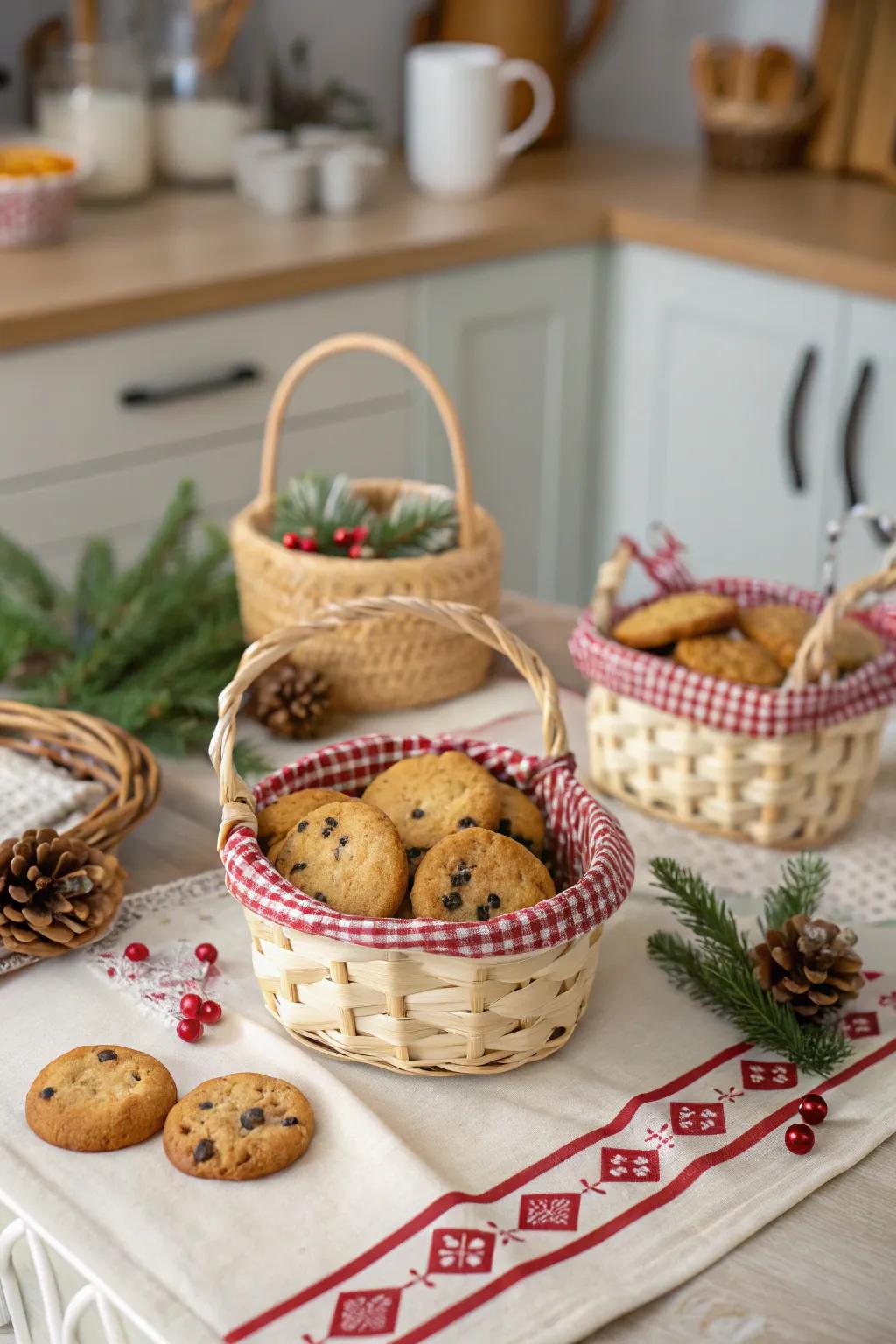 Petite baskets offer a charming, homey presentation option.