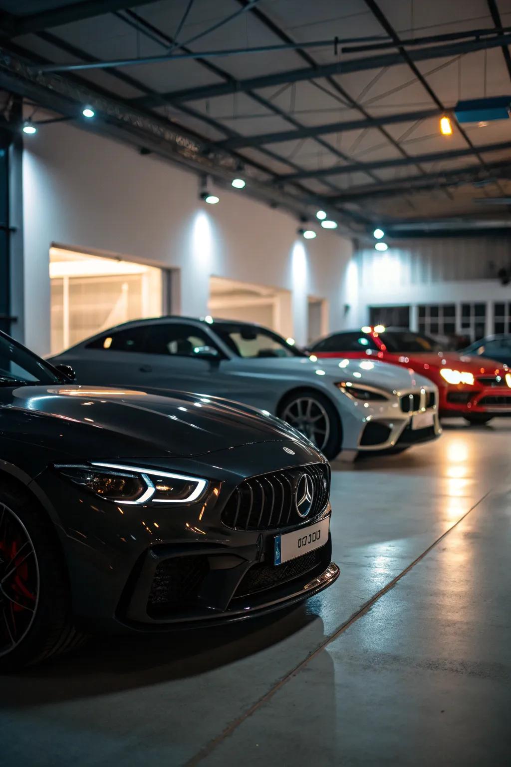 Creative lighting solutions can transform the atmosphere of your garage.