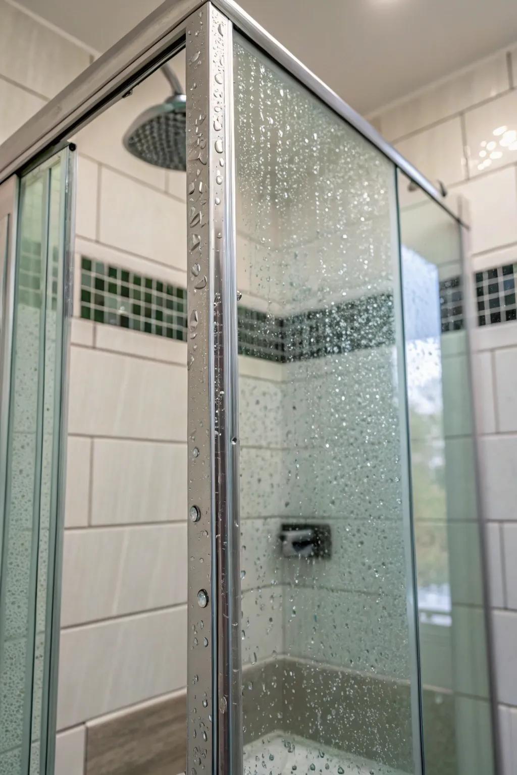 Transparent tiles heighten both brightness and luxury within your shower area.