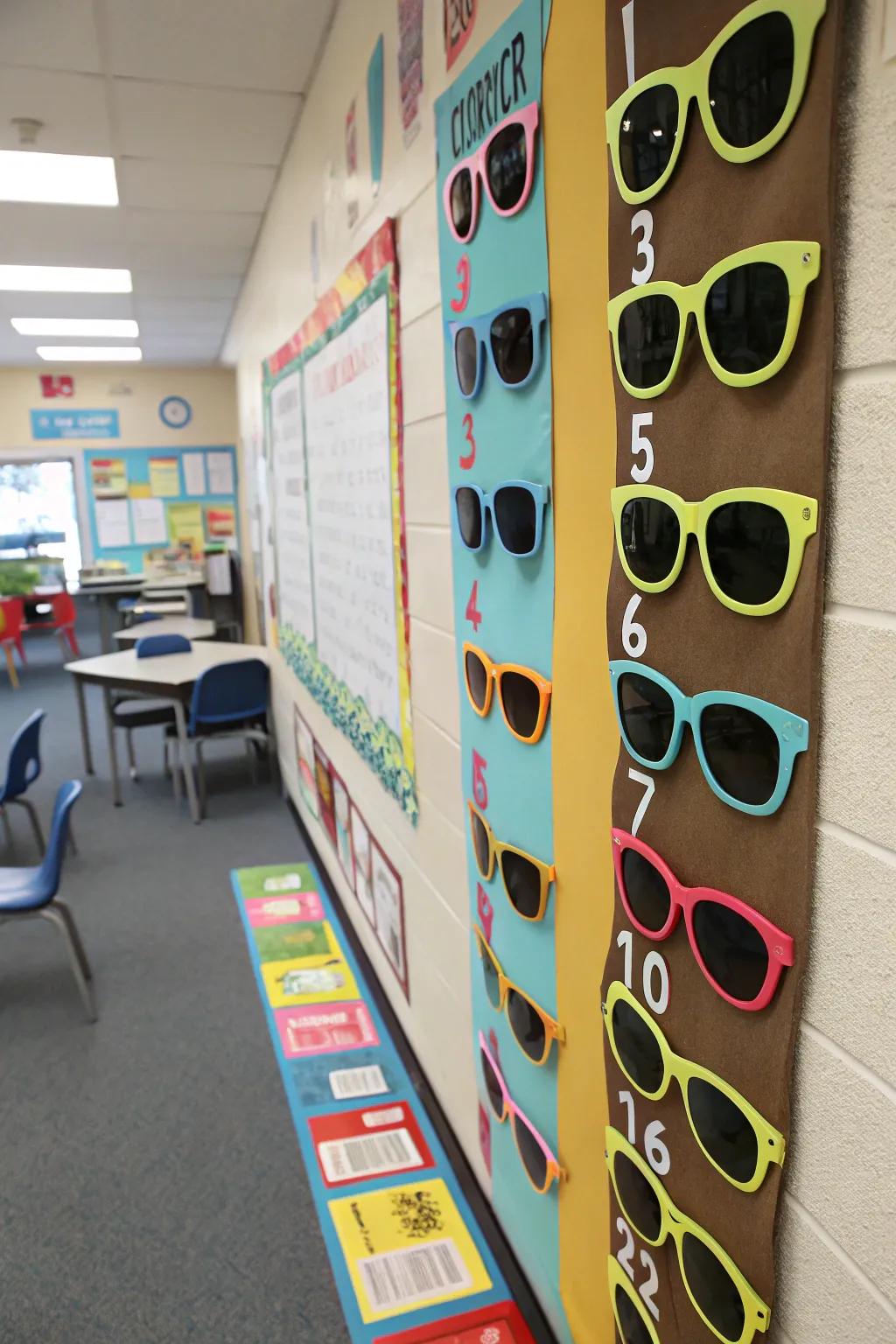 Sunglasses countdown bringing cool vibes to the classroom.