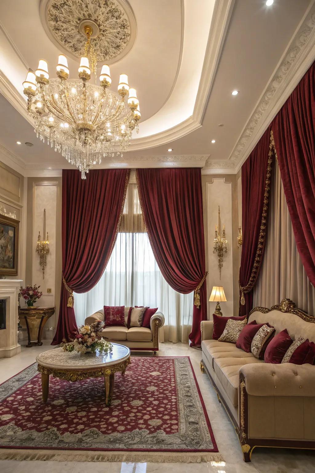 Sumptuous drapes bring a sense of grace and grandeur.