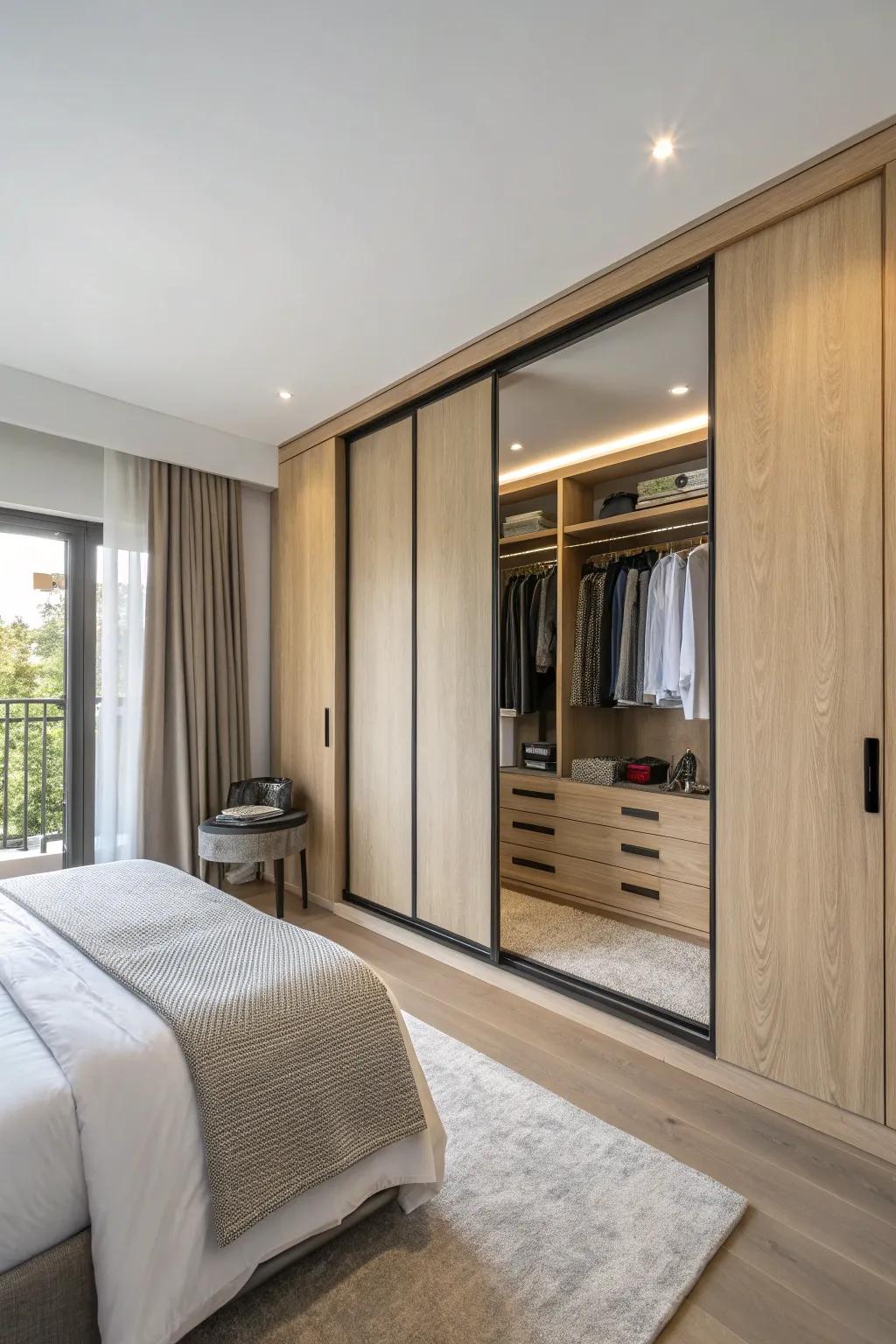 Bespoke fitted storage solution maximizing storage and style within the bedroom