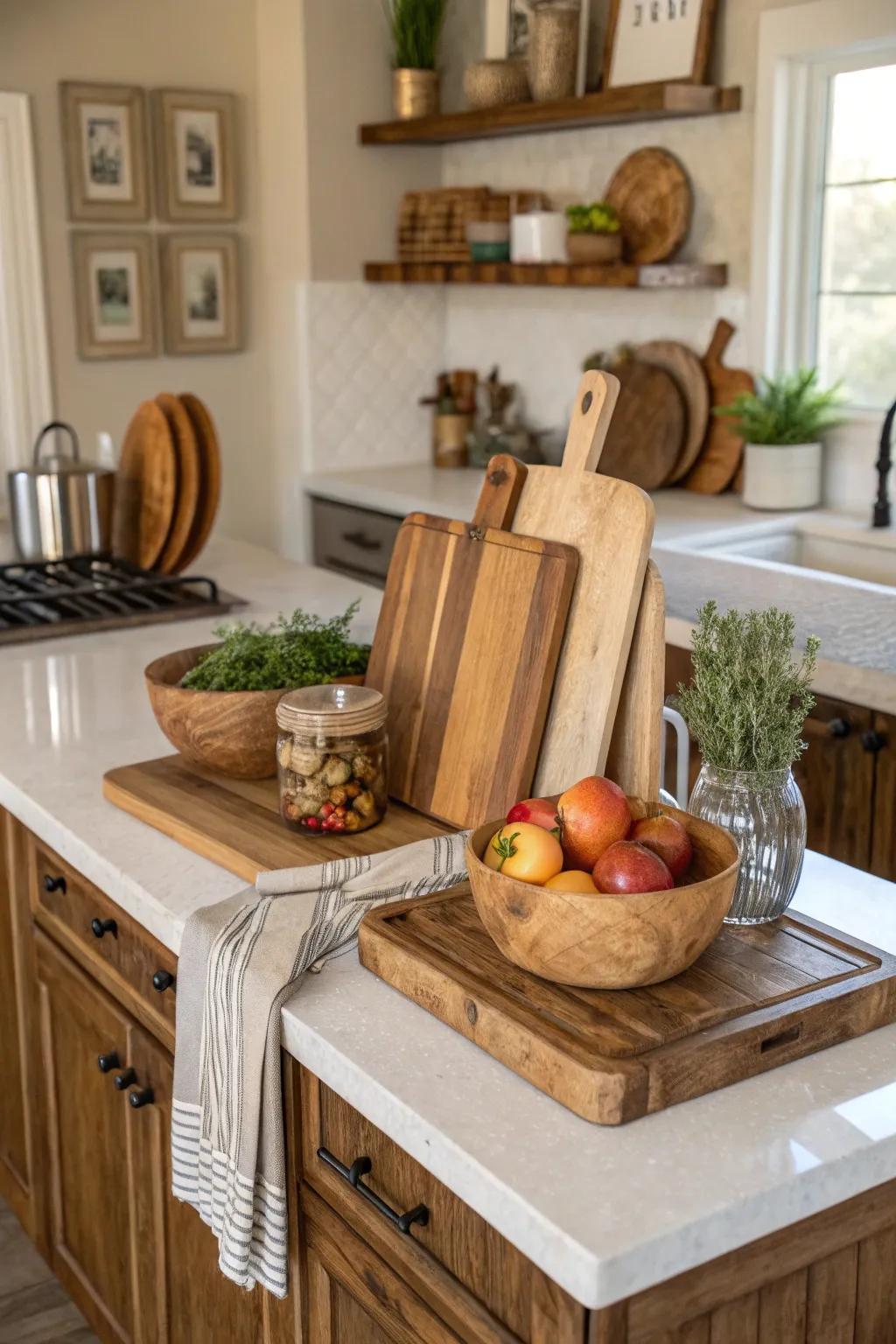 Counter display for showing off chopping blocks.