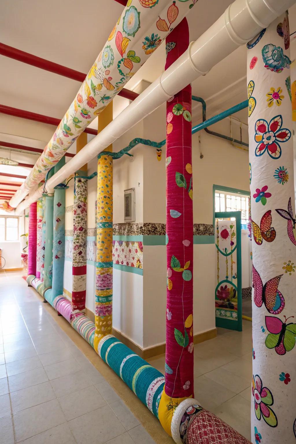 Stylish color with fabric wraps.