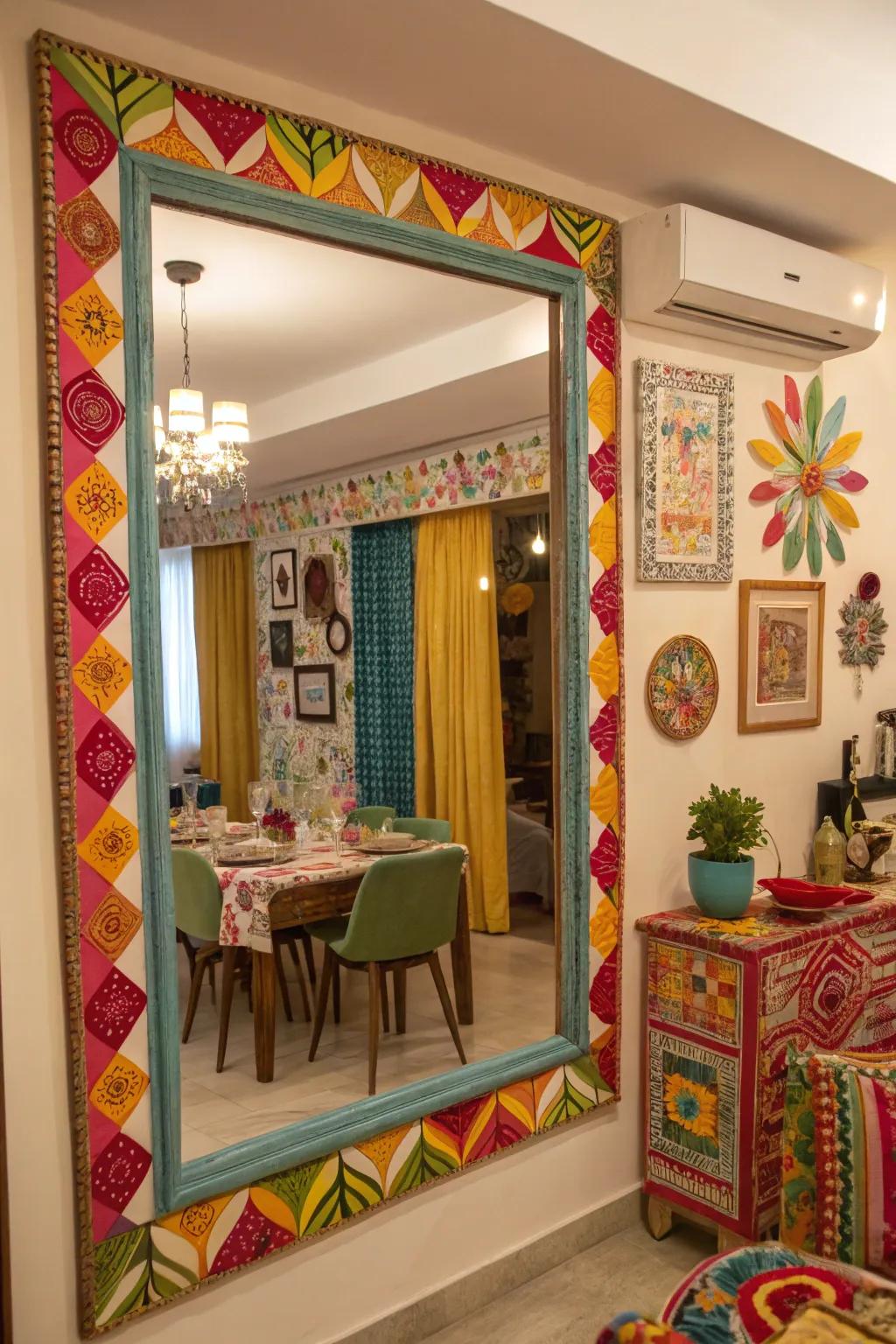 A vibrant border introduces energy to neutral settings.