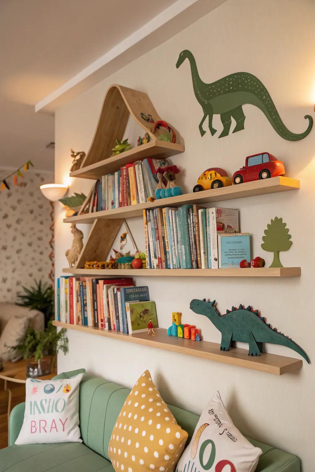 Ferocious lizard-shaped wall shelves including personality to decor.