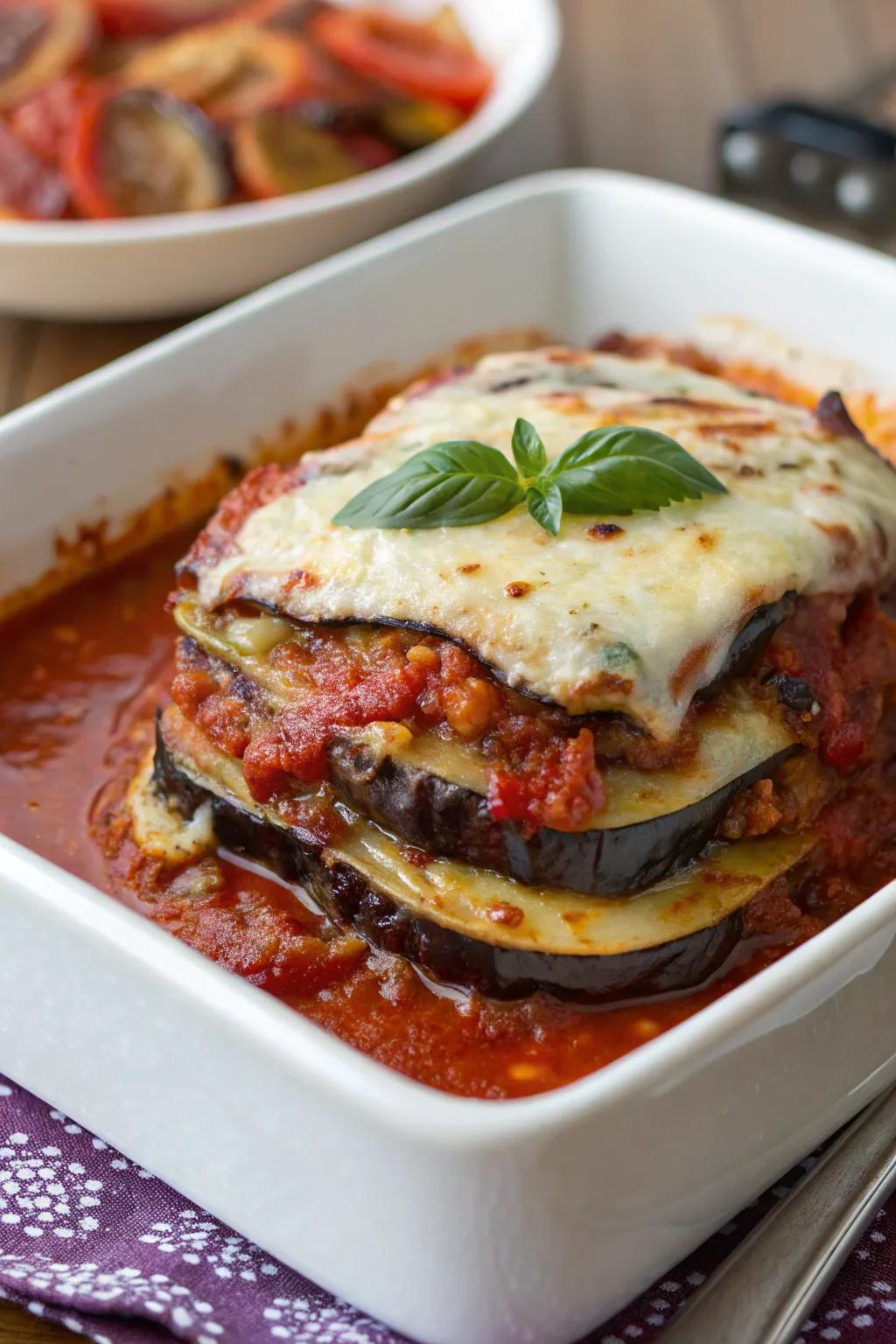 Spiced eggplant bake, a daring and flavorful fusion dish.