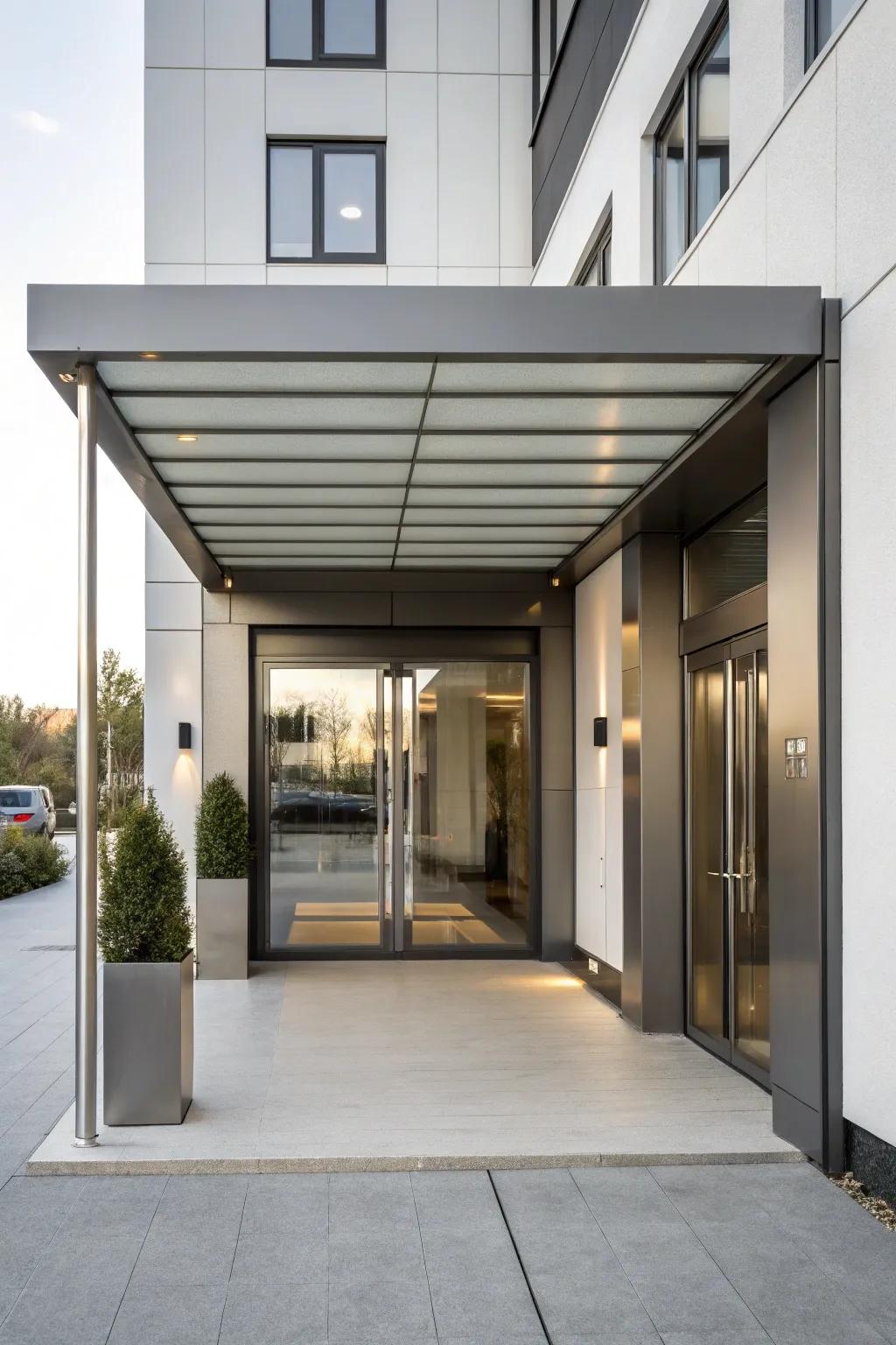 A polished alloy shelter that combines durability with modern design.