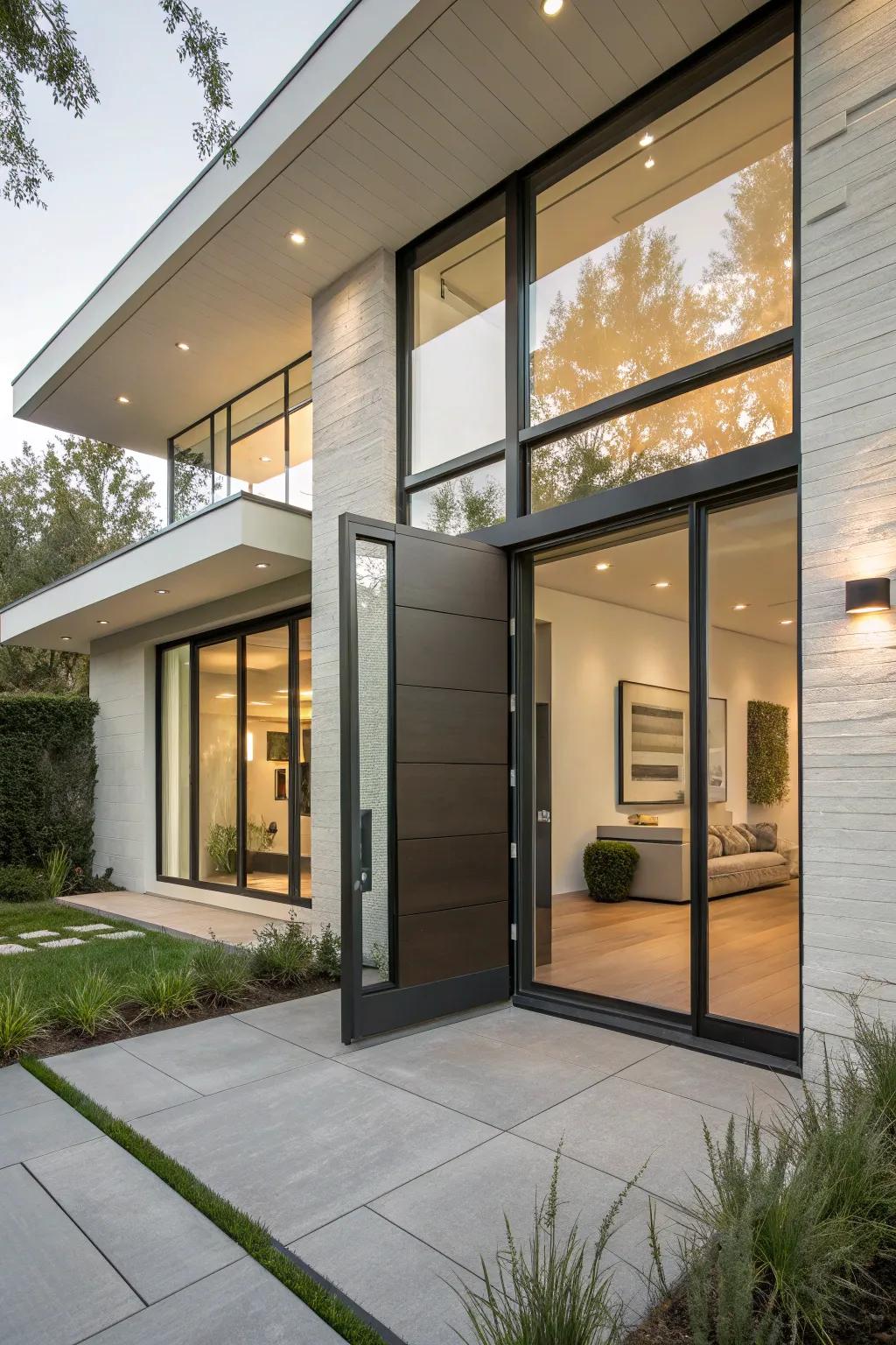 Make a contemporary declaration with pivot doors.