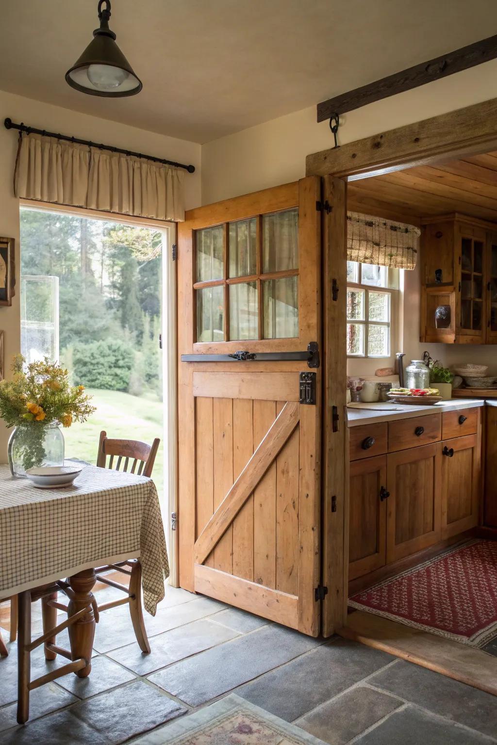 Dutch doors provide charm and functionality in small spaces.