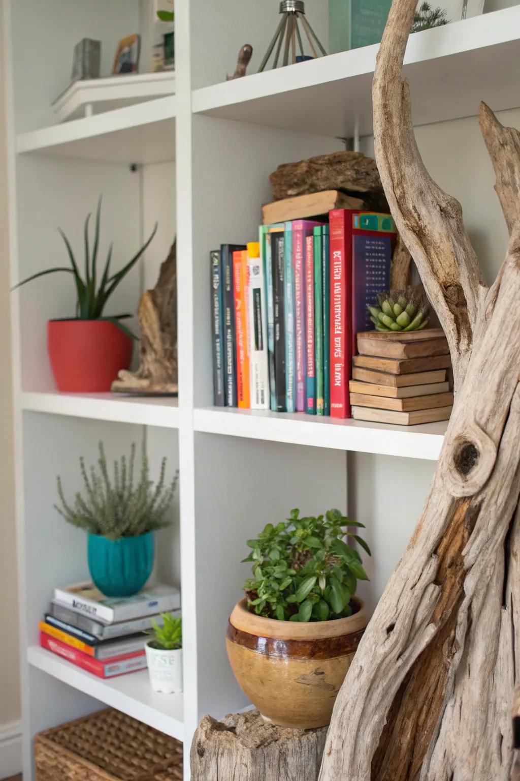 Improve your shelves with the character of found wood.