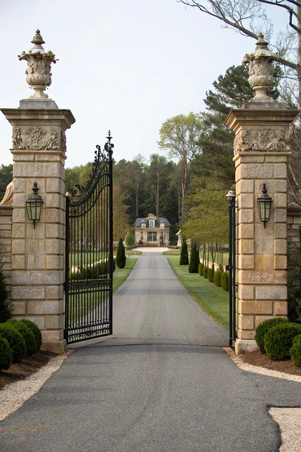 Entrance gates enhance security and introduce a touch of grandeur.