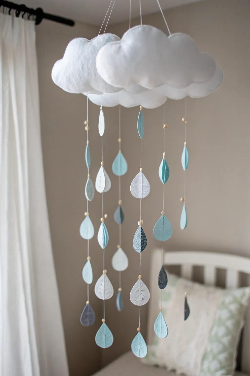 Bring the tranquility of spring showers indoors with this charming dangling rain feature.