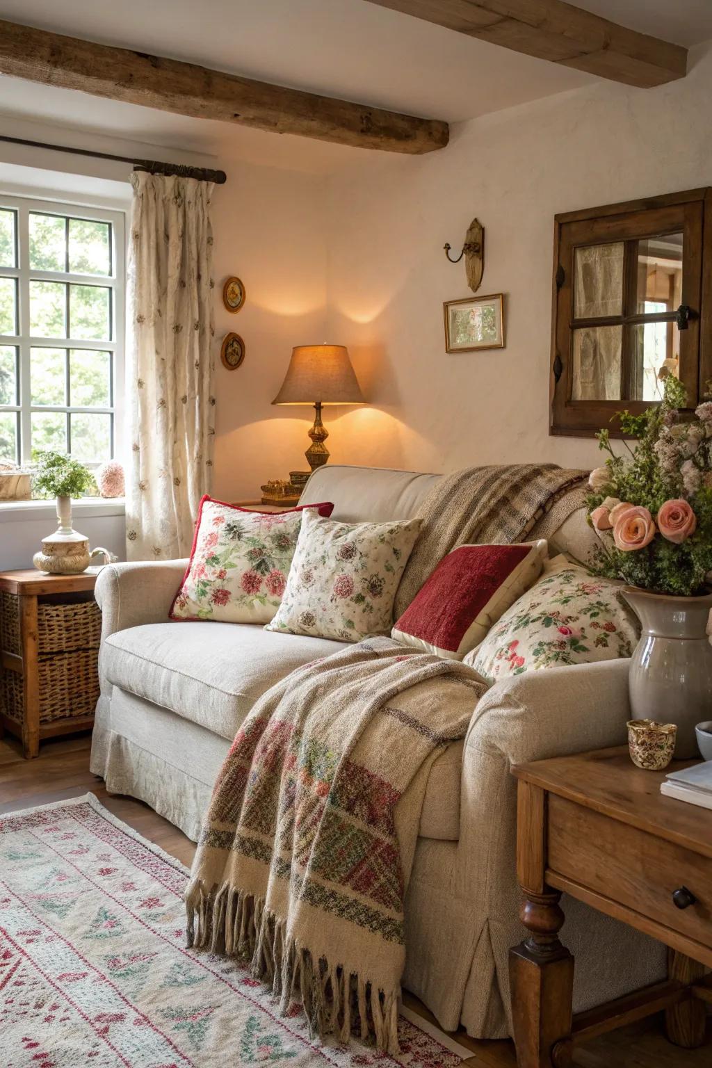 Layered textiles for a snug and cozy haven.