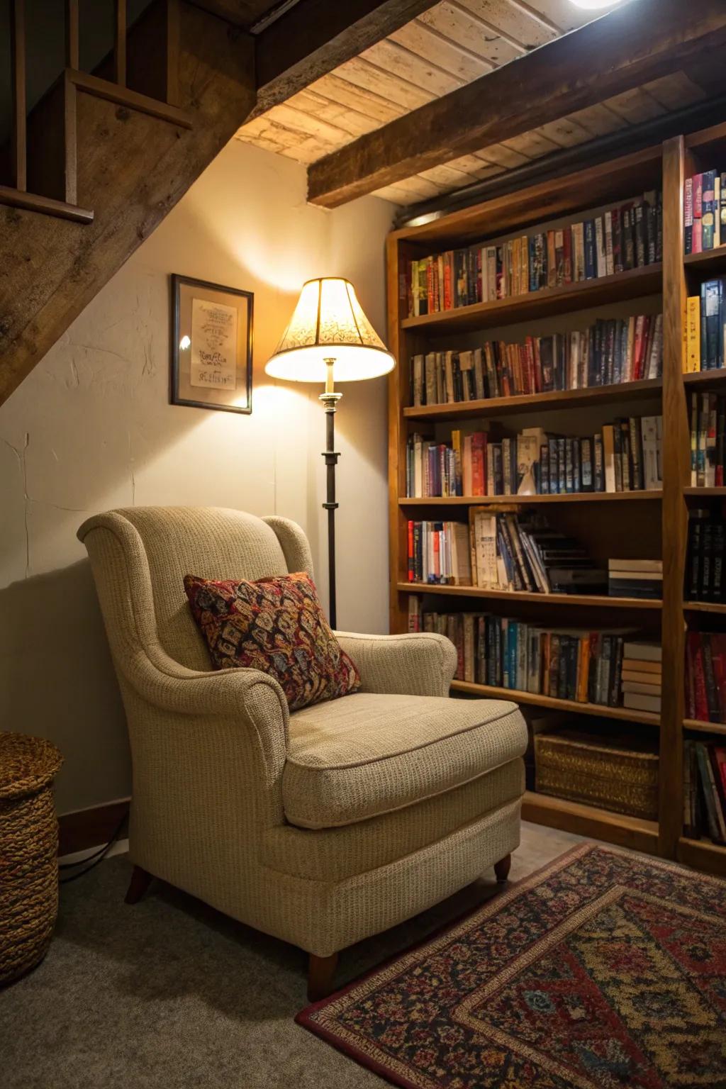 Escape into your favorite book in your cozy reading space.