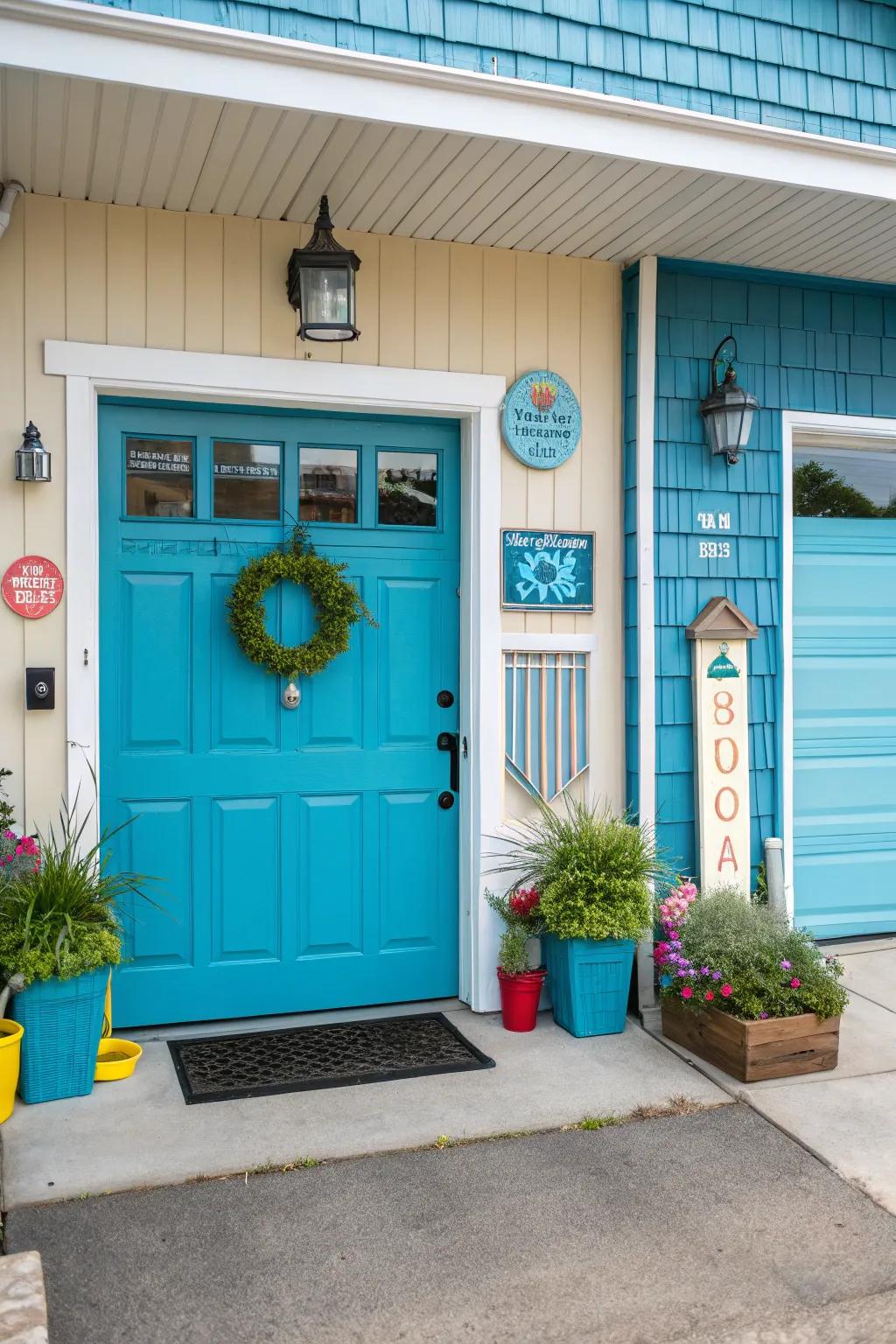 A vibrant door color creates a powerful impression.