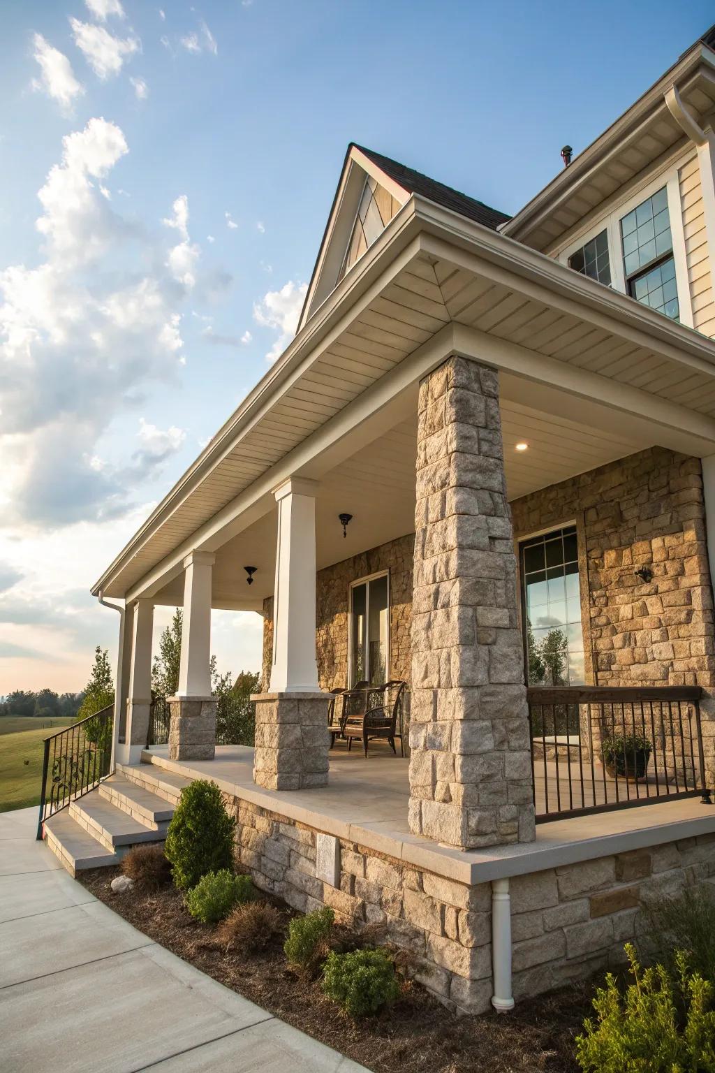 Stone-clad columns add sophistication and elegance to home exteriors.