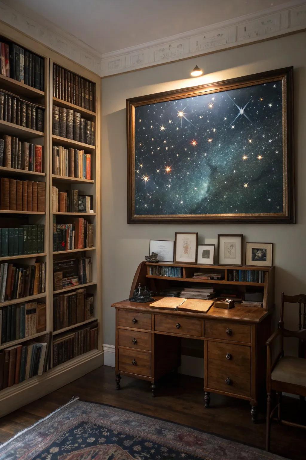 A celestial starry night encourages dreams and inspiration.