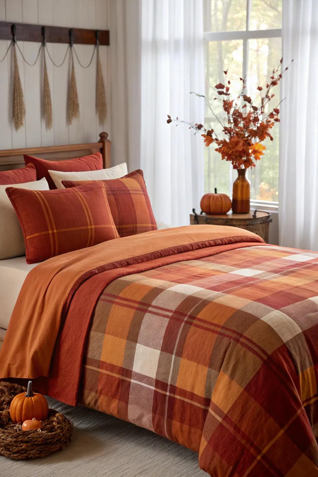 Flannel bedding provides warmth and comfort.